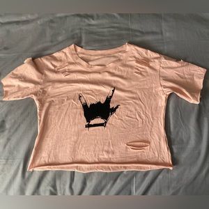 Distressed rock-on crop tee